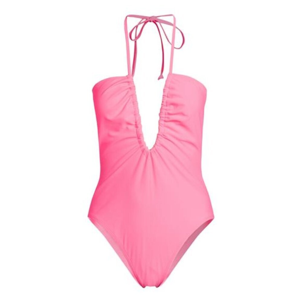 Ruched V-Neck One-Piece Swimsuit - Picture 7 of 8